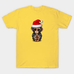 Baby Chimp Wearing a Santa Hat T-Shirt